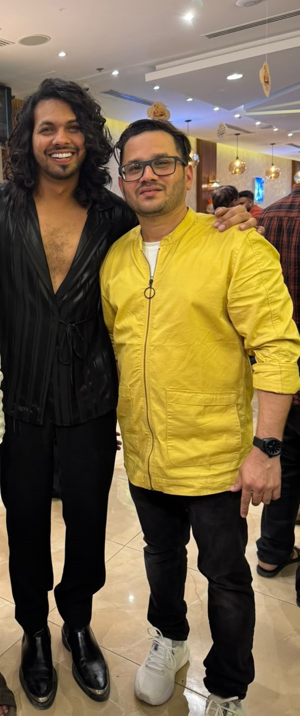Shameem CP with Sooraj Santhosh Shameem (@nk.vlog_official) with playback singer Sooraj Santhosh.